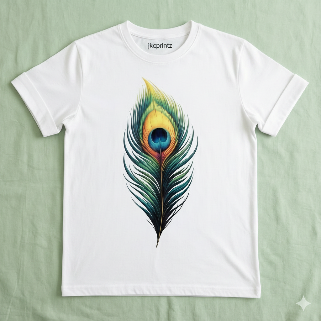 Vibrant Peacock Feather Graphic T-Shirt