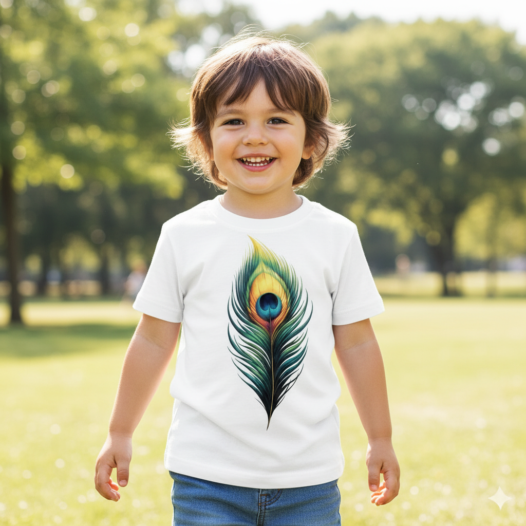 Vibrant Peacock Feather Graphic T-Shirt