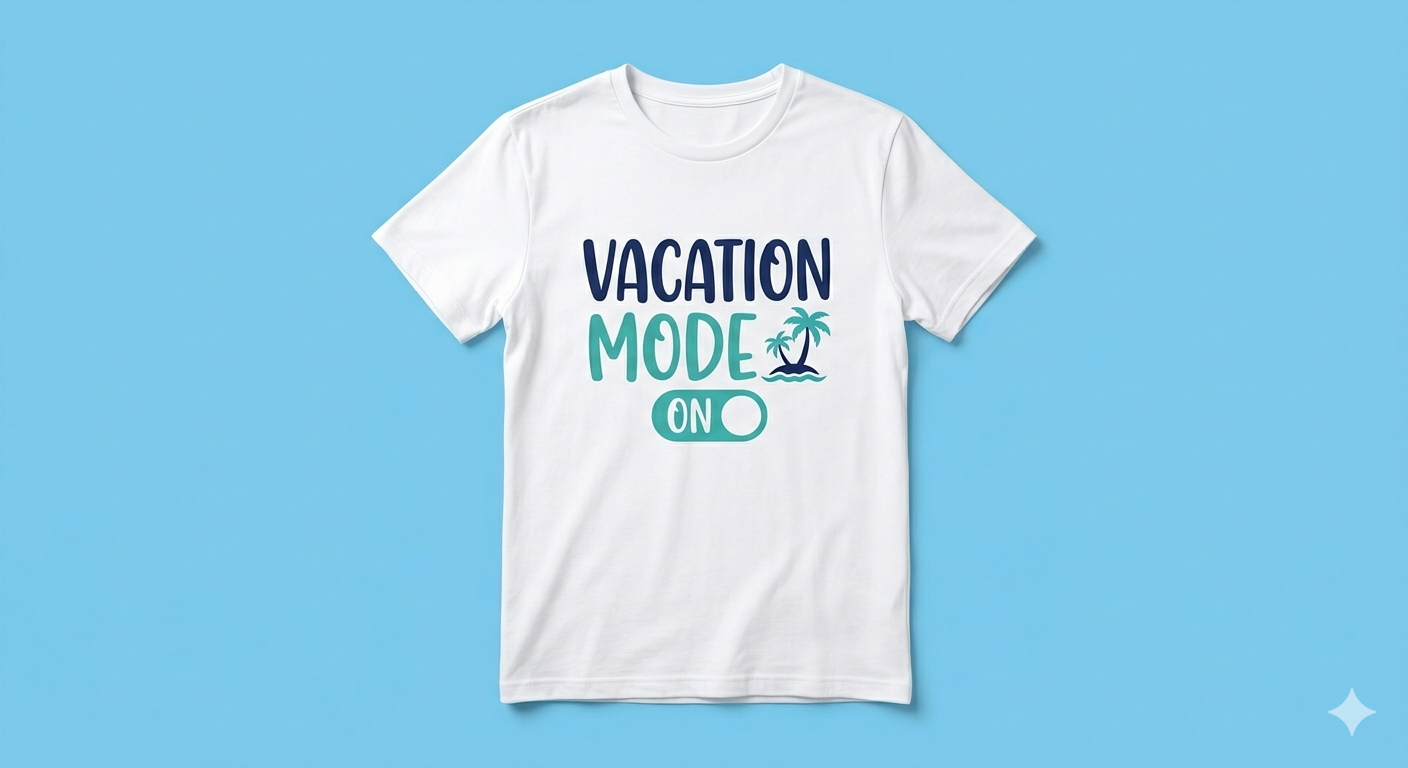 "Vacation Mode On" Graphic Tee – Premium Custom White T-Shirt
