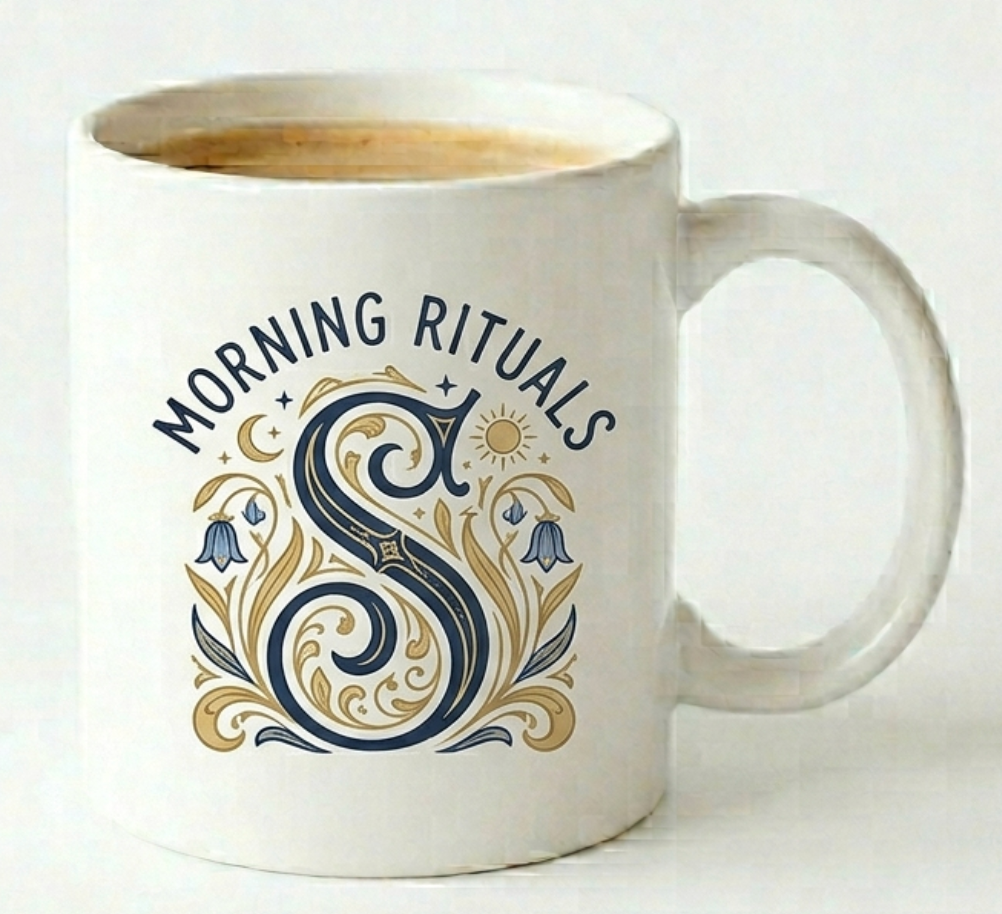 Morning Vibes Tea Cup Gift | Custom Initial Ceramic Coffee Mug