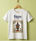 Lord Vitthal Pichwai Art T-Shirt | Classic White Marathi Devotional Graphic Tee