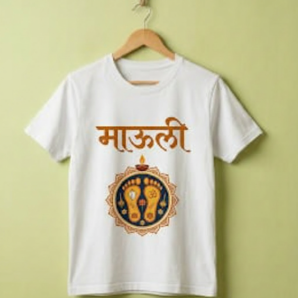 Vitthal Mauli Paduka Graphic Tee - Premium White Warkari Pilgrimage Apparel