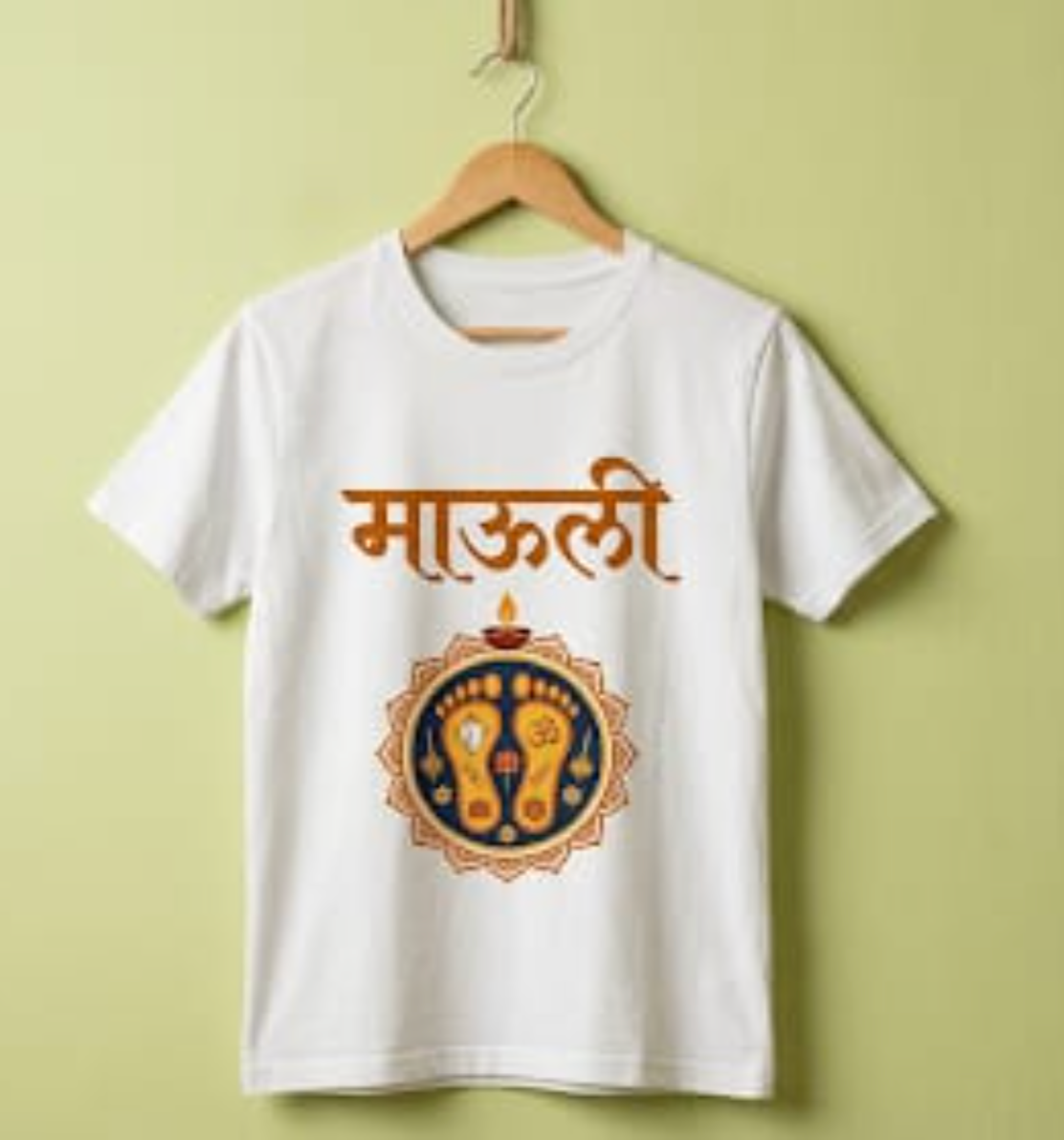 Vitthal Mauli Paduka Graphic Tee - Premium White Warkari Pilgrimage Apparel