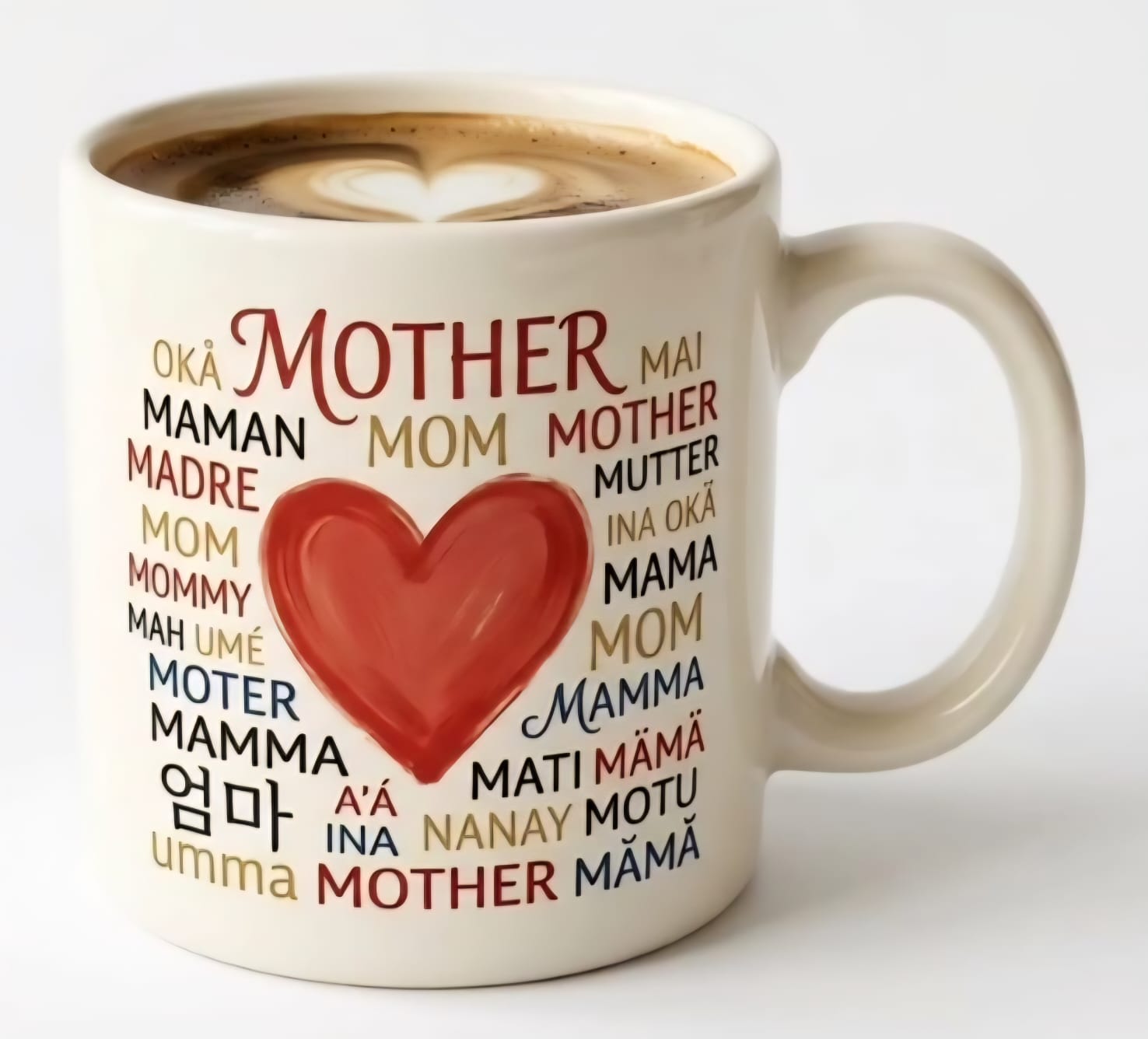 Mother" Global Language Heart Mug – Multilingual Mother’s Day Gift