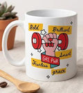 "GRL PWR" Feminist Coffee Mug - Bold, Brilliant, Fearless Ceramic Gym & Fitness Mug - Empowering Gift for Women